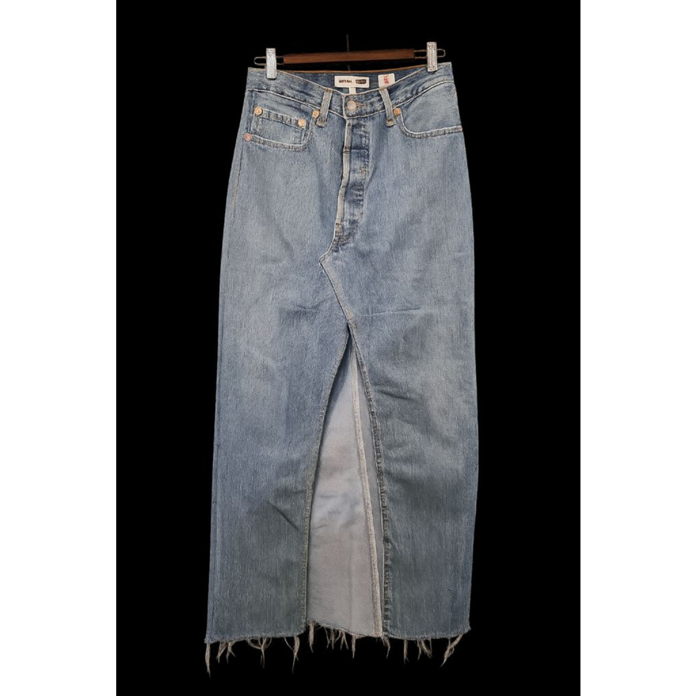 RE/DONE x Levi’s Reconstructed Denim Maxi Skirt Raw Hem Vintage Wash Size 27